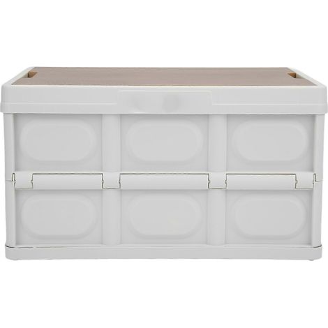 Coffre de rangement extérieur multifonctionnel pliable 202430L, épais, amovible et portable, avec panneau en bois blanc. (1/5)