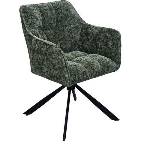 Chaise repas pivotante Zoé vert pieds métal noir Takasit (1/5)