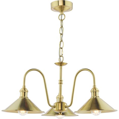 Dar Hadano Suspension Hadano à 3 lumières en laiton naturel et laiton vieilli (1/5)