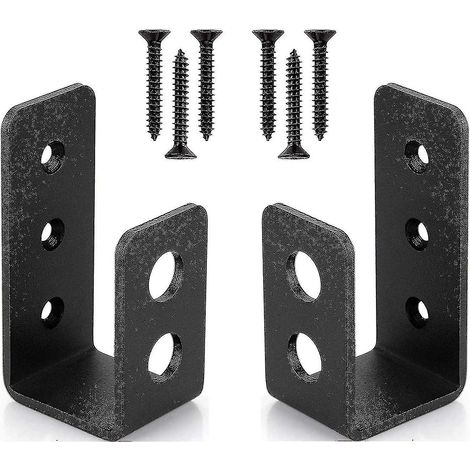 Lot de 2 supports de porte robustes en acier pour porte 2x4, barre de sécurité en forme de U-201 (1/5)