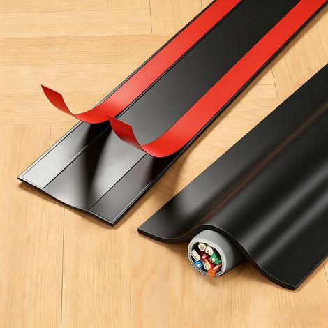 Cache-câbles flexible pour câbles sur mur et sol - Noir - 2 m (1/5)
