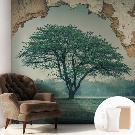 Carta Da Parati - Mural - Con Sala Da Pranzo - Camera Da Letto - Cameretta - Con Colla Gratuita Un albero solitario 250x250 cm (1/5)
