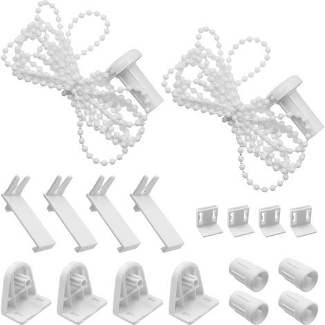 Lot de 2 kits de réparation de stores enrouleurs de 17 mm avec colle de fixation, chaîne à perles de 2 m, kit de rechange pour tringles à rideaux, fenêtres, stores (1/5)
