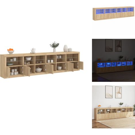 Buffet avec lumières LED chêne sonoma 283x37x67 cm - Meuble De Rangement - Buffet - Meuble Tv - Armoire Murale - Luminaire Led (1/5)