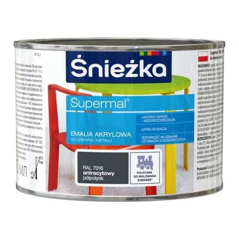 Esmalte acrílico Supermal para madera y metal RAL7016 antracita semibrillante 0,4 l (1/2)