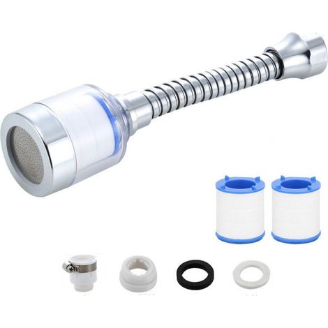 Filtro de grifo giratorio de 360 grados, filtro de agua para fregadero, 1 filtro de agua para grifo y 2 cartuchos de filtro, fácil de instalar. (1/5)