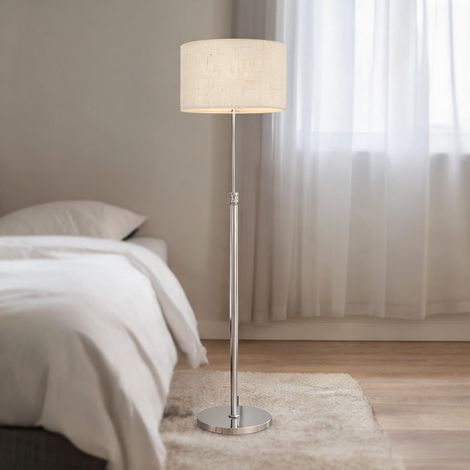 Lampadaire en acier avec abat-jour en tissu hauteur réglable (1/5)