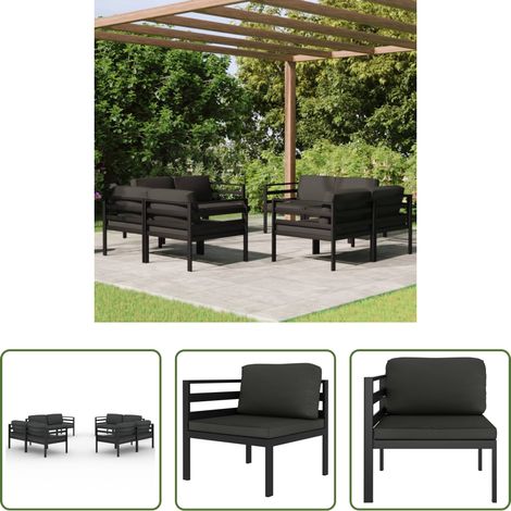 vidaXL Gartenmöbel -  8-tlg. Garten-Lounge-Set mit Kissen Aluminium Anthrazit (1/5)