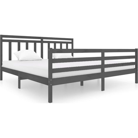 Maison Exclusive - Massivholzbett Grau 200x200 cm