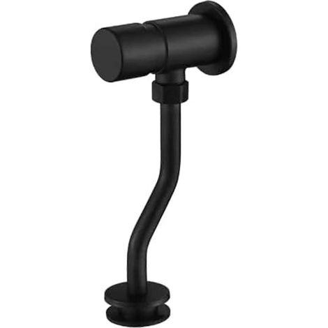 Robinet de chasse d'eau mural en acier inoxydable à bouton-poussoir pour urinoir de toilette, temporisation manuelle, arrêt automatique, noir mat. (1/5)