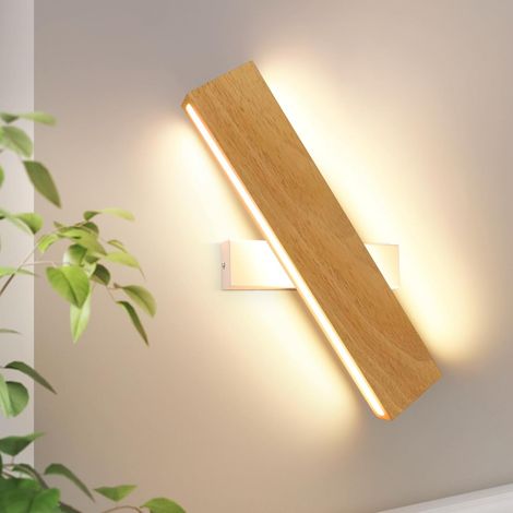 Applique murale LED - 1 Unité - Bois Moderne - Éclairage Indirect Haut et Bas - Salon Chambre Couloir Escalier - 32 cm (1/5)