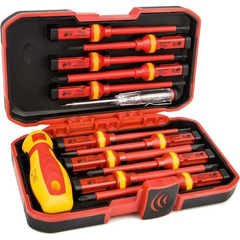Jeu de 13 tournevis professionnels VDE pour électricien, kit de tournevis électriques 1000 volts (1/5)