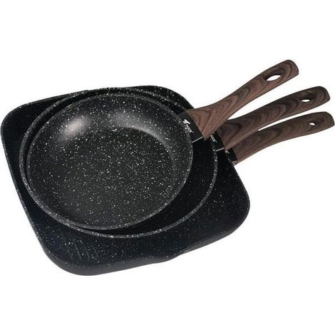 Juego de 2 sartenes Ø20-Ø24 + Grill 28 cm Thulos, revestimiento piedra. (1/3)
