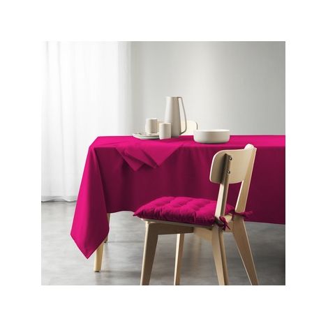 Nappe rectangle uni en coton recyclé "Mistral" - Fuschia - 140 x 240 cm - Livraison gratuite (1/3)
