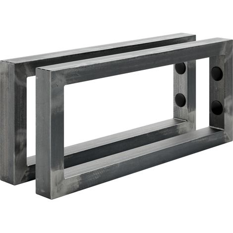 Holzbrink 2 Stück Wandkonsole Rohstahl mit Klarlack für Waschtisch, 350x150 mm, design und stabil Waschtischhalterung, Handtuchhalter