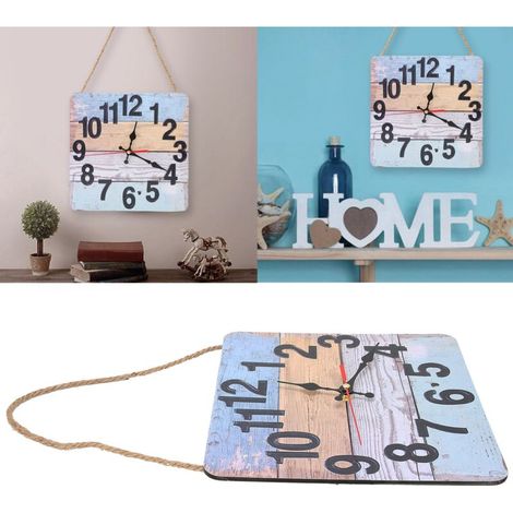 Retro-Wanduhr im Industriedesign aus Holz, geräuschlos, MDF, 25 x 25 cm, für Wohnzimmer, Büro, Café