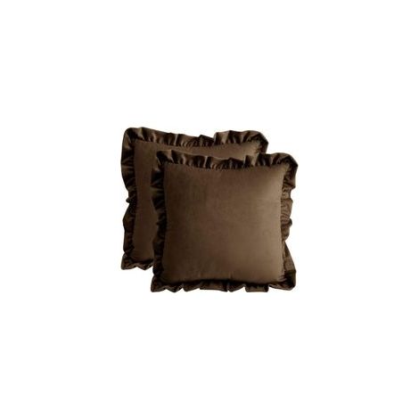 Lot de 2 Housses de Coussin à Volants Brun 45x45 cm Home Décoratif, Taie d'oreiller en Velours pour Canapé, Chambre, Voiture