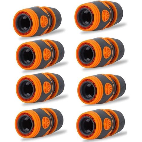 8-teiliges Schlauchverbinder-Set, Schnellkupplungen für 1/2"-Gartenschläuche, Schnellkupplungs-Endstücke für Schlauchstart
