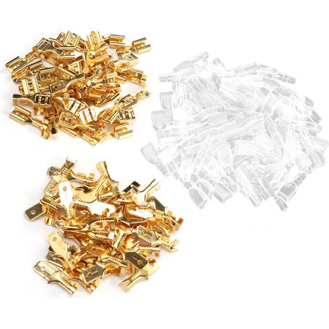 Set mit 50 Paaren 6,3 mm Messing-Elektroverbindern mit Isolierung für Kabel (1/5)