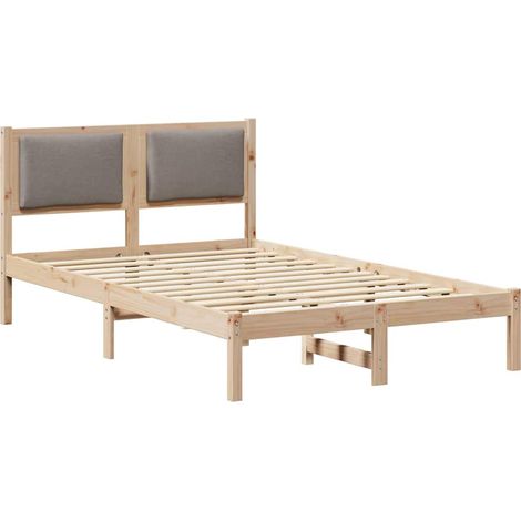 Bettrahmen mit Kopfteil Taupe 120 x 190 cm Massives Kiefernholz vidaXL