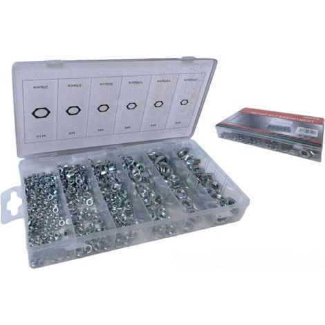 KIT DI DADI PER BULLONI MISURE E DIAMETRI ASSORTITI 500 PEZZI SET FAI DA TE (1/5)