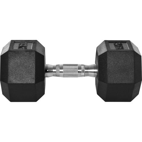 Manubrio 15 kg Esagonale con Impugnatura Antiscivolo Ø15,5 x 33,6 cm in Acciaio e Gomma Nero (1/5)