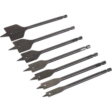 Jeu de 7 forets plats pour tubes, 10–40 mm - alésoirs de positionnement pour le travail du bois (1/4)
