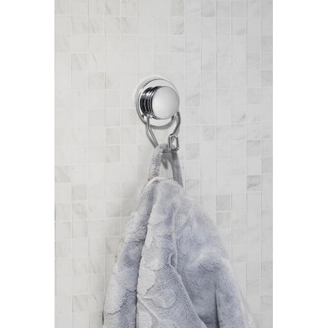 Croydex Stick 'n' Lock Adhesive Chrome Robe Hook for Bathroom, Towel Hanger Storage (1/5)