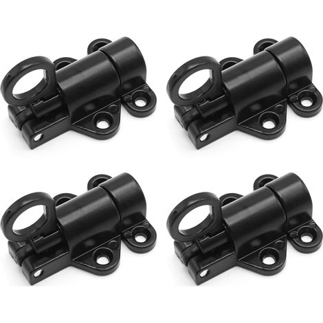 Set di 4 serrature a scatto automatiche a molla, nere, a chiusura automatica, per porte scorrevoli di finestre, armadi e porte da fienile, dimensioni 2,3 x 1,7 pollici. (1/5)
