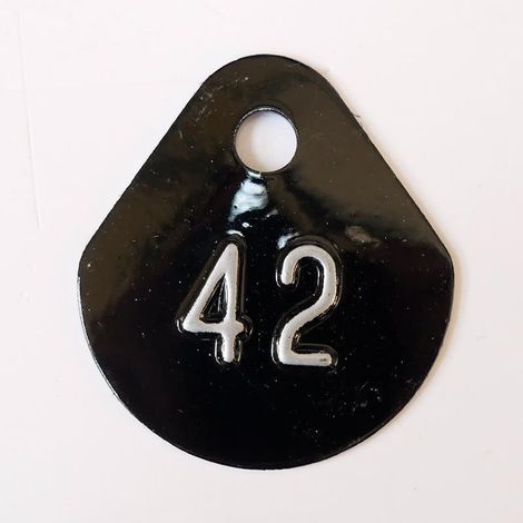 Chiffre goutte d'eau fond noir (à l'unité) estampé "42" en relief blanc hauteur d'écriture 11mm DERANCOURT