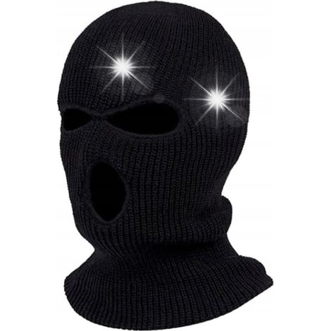 Cagoule de sport pour homme, noire, taille unique, en acrylique, 3 ouvertures pour les yeux et la bouche (1/2)