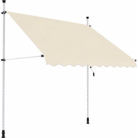 Tenda da Sole a Morsetto 300x300 cm Beige Retrattile con Manovella - Senza Fori e Viti, Struttura Regolabile in Altezza e Telo Anti UV 280 g/m² per Ba (1/5)