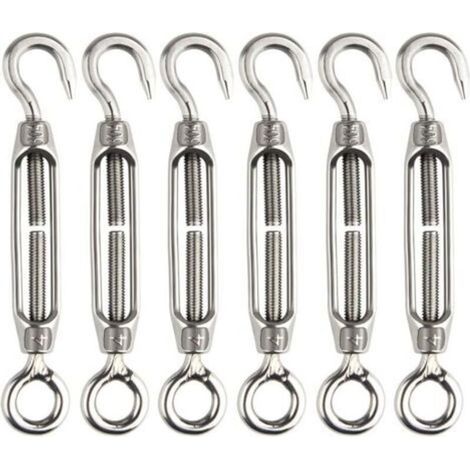 Tendeur de fil, tendeur à crochet et œillet 304, ensemble de tendeurs réglables en acier inoxydable M4, robuste,(6 pièces) (1/5)