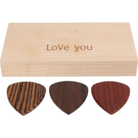 Aufbewahrungsetui für Gitarrenplektren aus Holz, Geschenkbox mit 3 Gitarrenplektren, Instrumentenzubehör (1/5)