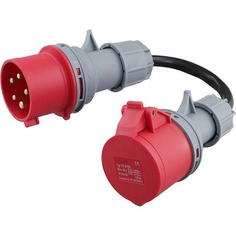 Adaptateur CEE 5 broches rouge 32 A mâle vers 16 A femelle pour chargeur de véhicule électrique, prise 400 V. (1/5)
