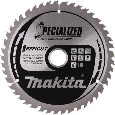 Makita E-06987 Efficut Lama TCT per troncatrici 216x30 mm per legno (1/3)