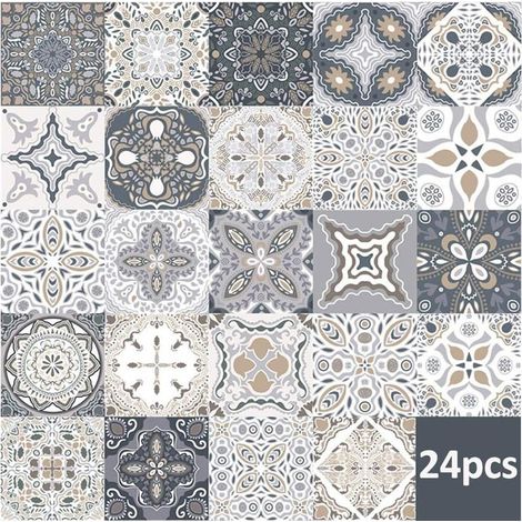 24pcs Stickers Carreaux Muraux - Stickers Carreaux Autocollant pour Cuisine Salon Salle De Bains Décor À La Maison Auto-Adhésif (15 15CM) (1/5)