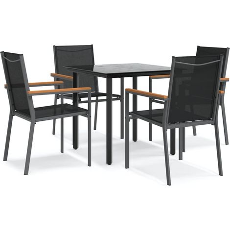 Maison Exclusive - Set da Pranzo da Giardino 5 pz Nero in Textilene e Acciaio