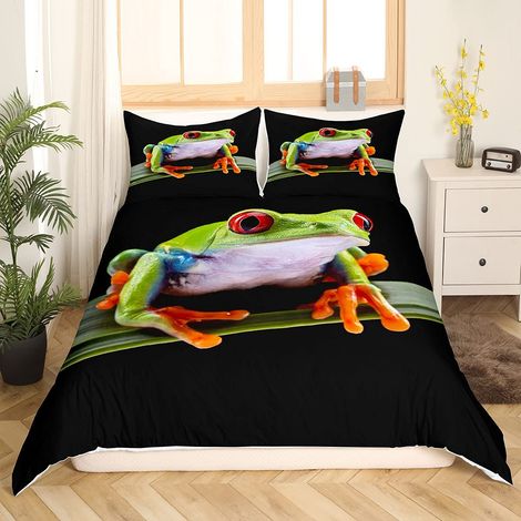 Parure de lit motif grenouille tropicale amphibian - Housse de couette 3D - Motif grenouille - Pour adolescents, garçons et enfants - Motif : pluie tropicale - 220 x 240 cm (1/5)
