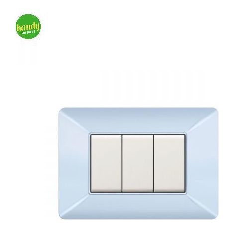 Placca da 3 moduli Easy Elettrocanali in plastica azzurro pastello