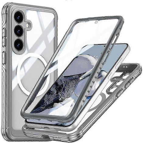 Étui magnétique compatible avec Galaxy S25 FE, coque en PC+TPU et protection d'écran en verre trempé (1/5)