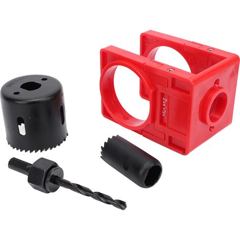 Kit d'installation de serrure de porte avec gabarit de guidage ajustable, scie cloche et tige pour serrure à bille, pour portes de 35 à 44 mm (1-3/8 à 1-3/4 pouces), rouge. (1/5)