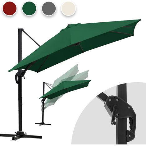 Wolketon Ombrello offset inclinabile 3x3M, ombrello pieghevole da giardino all'aperto, base trasversale girevole a 360° Protezione UV50+, Verde