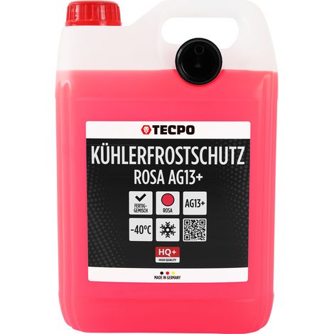 TECPO Kühlerfrostschutz Antifreeze AG13+, 5 Liter Kühlmittel rosa rot -40 C° Auto Kühlflüssigkeit Gebrauchsfertig LOBRID-Technologie (1/5)