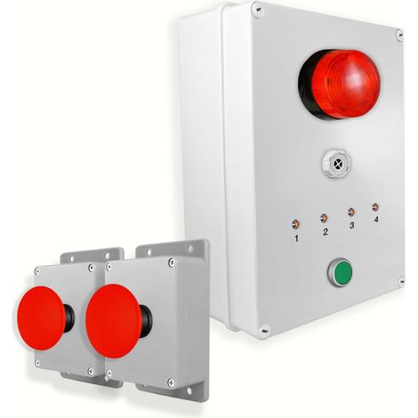 Système identification alerte sans-fil 900m - 2 boutons coup de poing / Sirène / Flash / LEDs / Bouton d'arrêt (DA600+) (1/5)