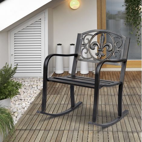 Garten-Schaukelstuhl aus Stahl in Bronze, Antik-Look, ergonomisch (1/5)