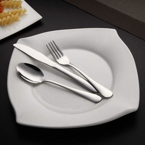 Ménagère 8 pièces, Couverts de table,Ustensile Portable Couvert,Couverts Portables,Couvert Camping- Argent (1/4)