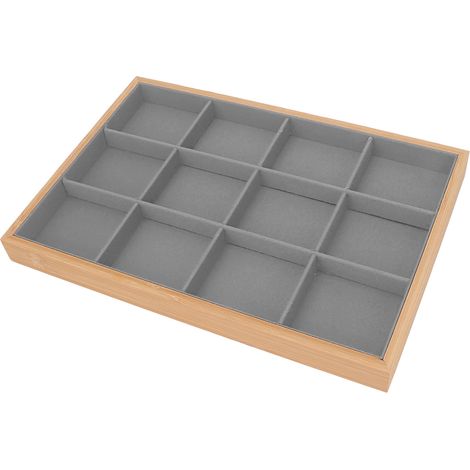 Coffret de rangement pour bijoux à 12 compartiments avec tiroirs, 35,524,53cm, gris. (1/5)