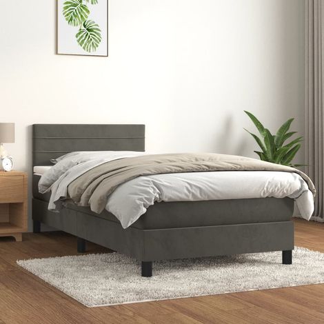 Sommier à lattes de lit avec matelas Gris foncé 100x200 cm (1/5)
