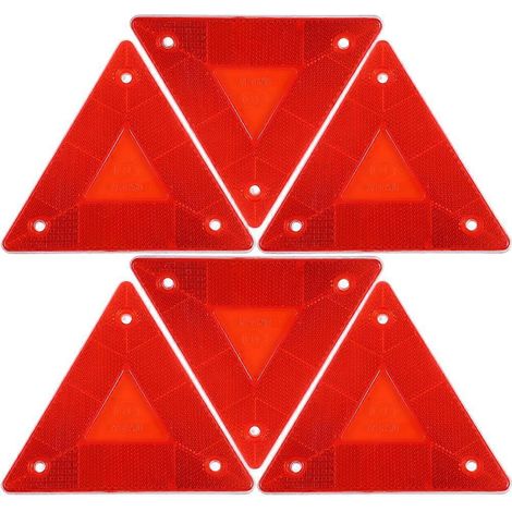 Lot de 6 réflecteurs triangulaires pour véhicules, panneaux de signalisation de sécurité, panneaux de signalisation triangulaires pour véhicules lents.-13X13CM-Red